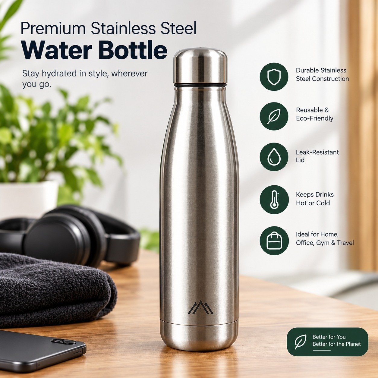 Premium Stainless Steel Water Bottle